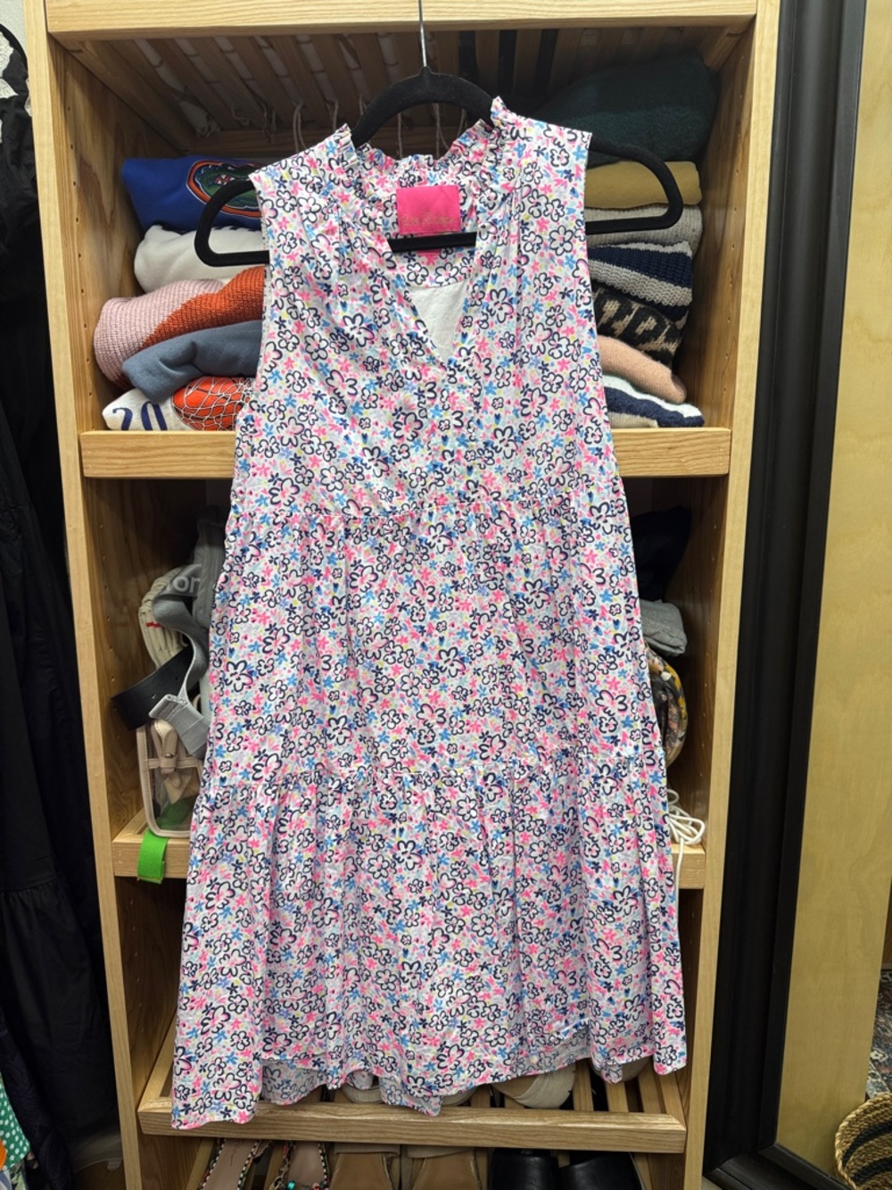 Lilly Pulitzer Pink Floral Tiered Sleeveless Dress